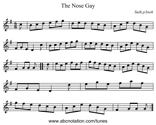 The Nose Gay - staff notation