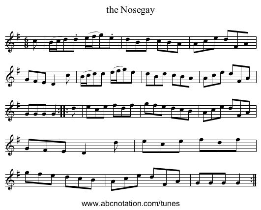the Nosegay - staff notation
