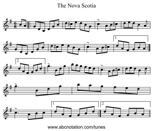The Nova Scotia - staff notation