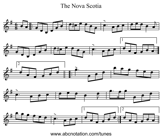 The Nova Scotia - staff notation