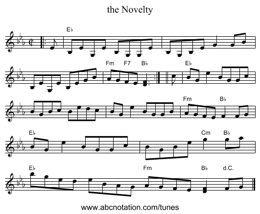 the Novelty - staff notation