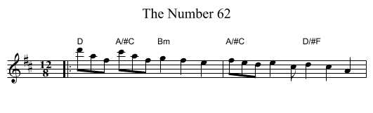 The Number 62 - staff notation