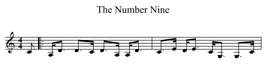 The Number Nine - staff notation