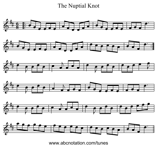 The Nuptial Knot - staff notation