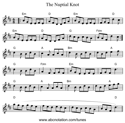 The Nuptial Knot - staff notation