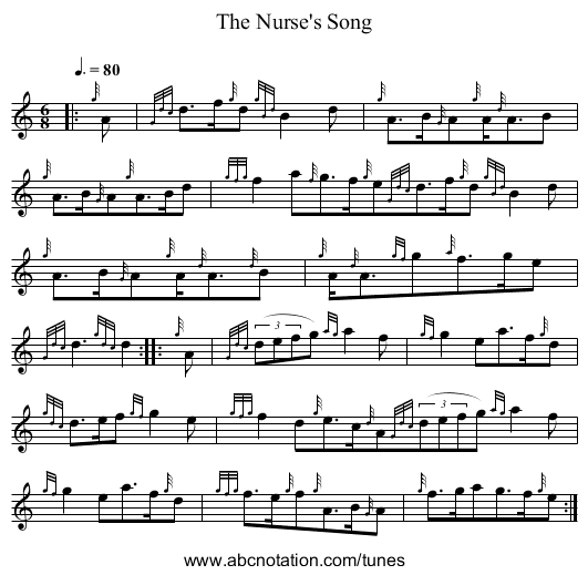 The Nurse's Song - staff notation