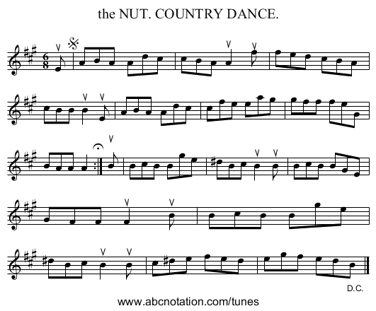 the NUT. COUNTRY DANCE. - staff notation