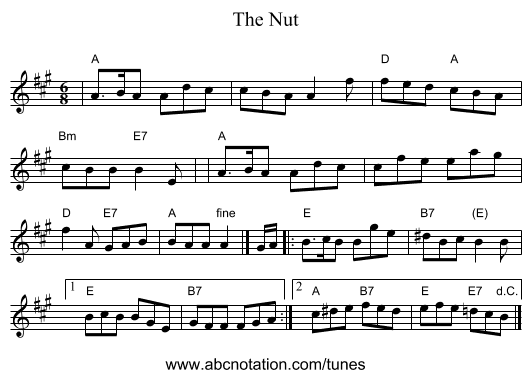 The Nut - staff notation