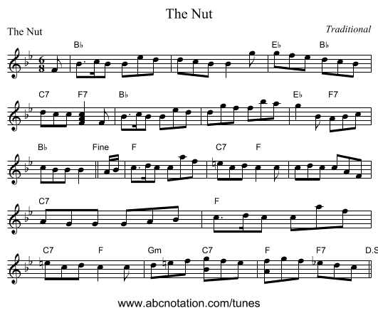 The Nut - staff notation