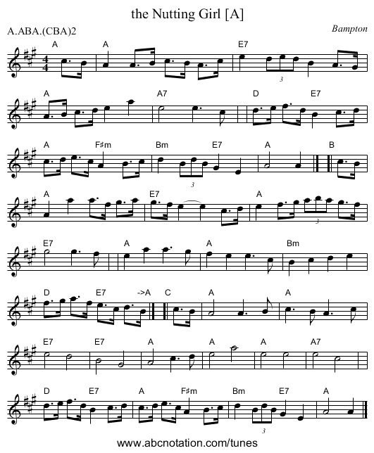 the Nutting Girl [A] - staff notation