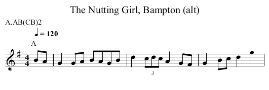 The Nutting Girl, Bampton (alt) - staff notation
