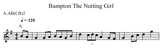 The Nutting Girl, Bampton - staff notation