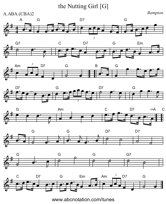 the Nutting Girl [G] - staff notation