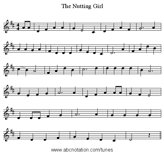 The Nutting Girl - staff notation
