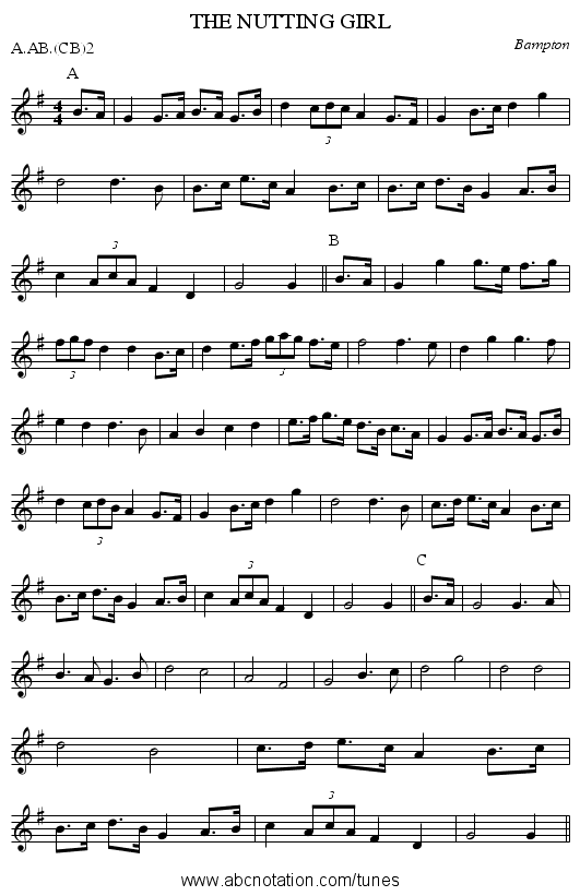 THE NUTTING GIRL - staff notation