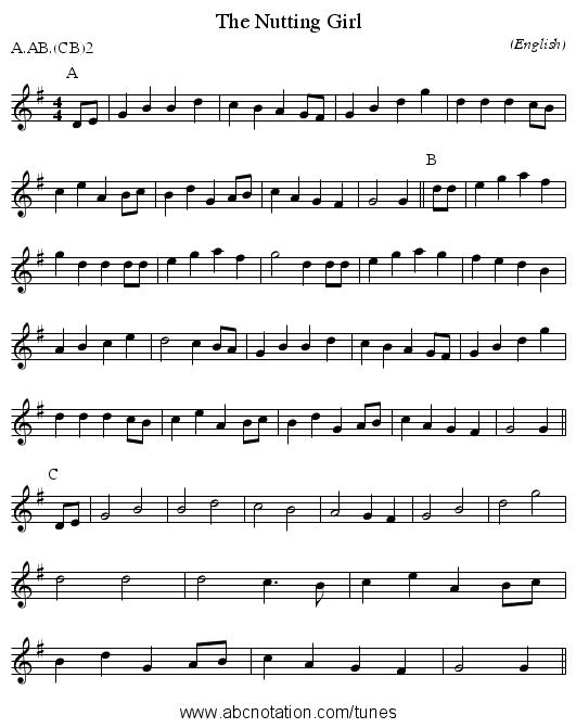 The Nutting Girl - staff notation