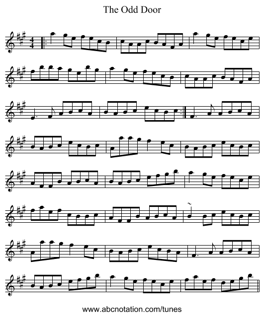 The Odd Door - staff notation