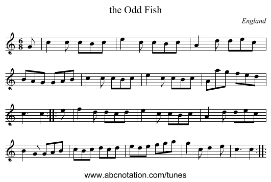 the Odd Fish - staff notation