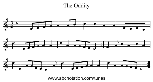 The Oddity - staff notation