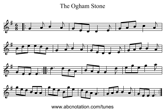 The Ogham Stone - staff notation