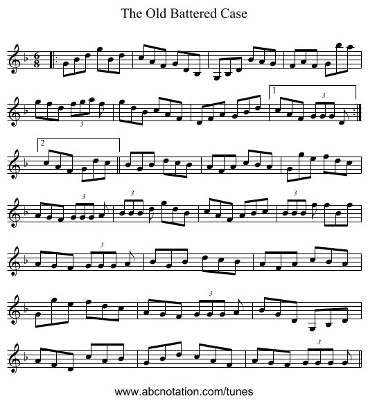 The Old Battered Case - staff notation