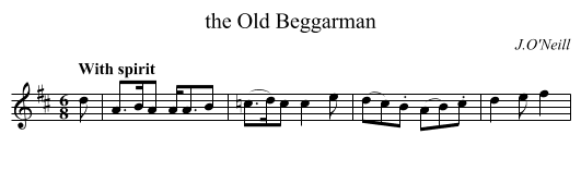 the Old Beggarman - staff notation
