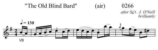 The Old Blind Bard            (air)           0266 - staff notation