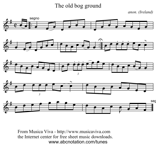 The old bog ground - staff notation