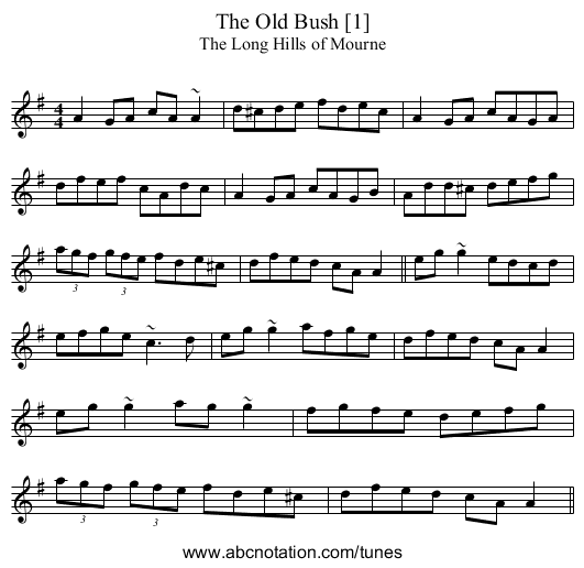 The Old Bush [1] - staff notation