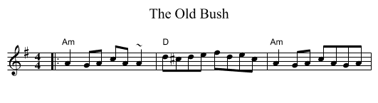 The Old Bush - staff notation