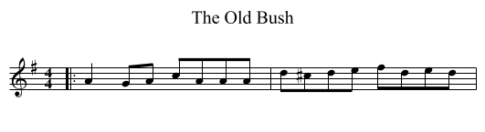 The Old Bush - staff notation