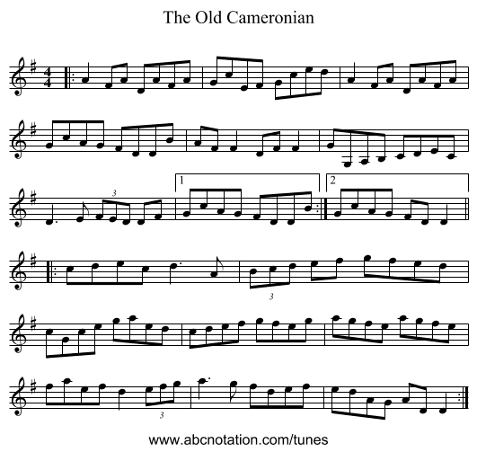 The Old Cameronian - staff notation