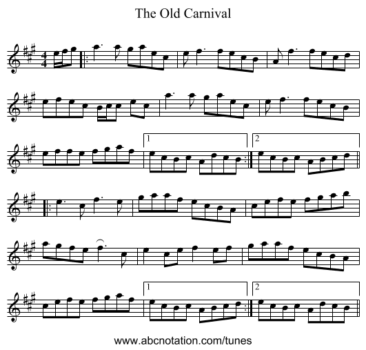 The Old Carnival - staff notation
