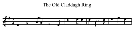 The Old Claddagh Ring - staff notation