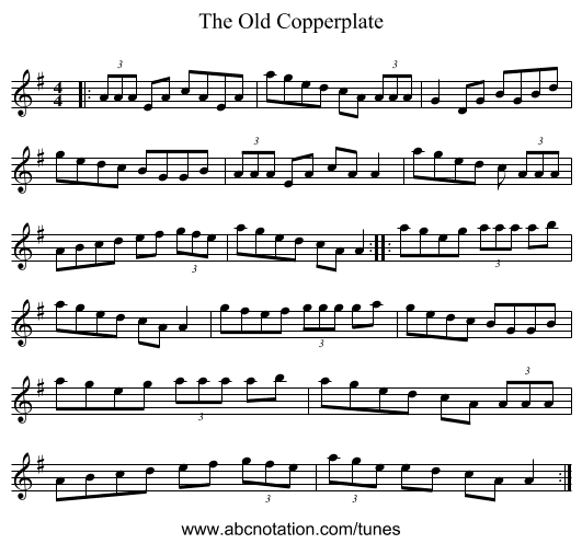 The Old Copperplate - staff notation
