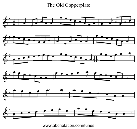The Old Copperplate - staff notation