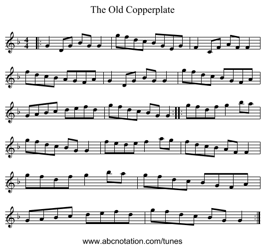 The Old Copperplate - staff notation