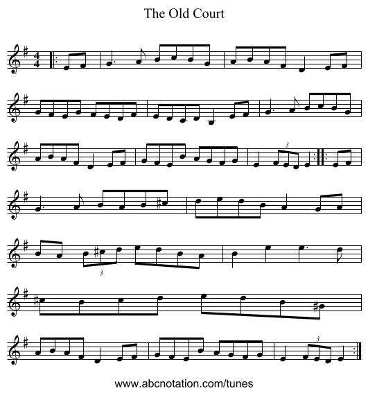 The Old Court - staff notation