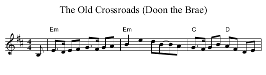 The Old Crossroads (Doon the Brae) - staff notation