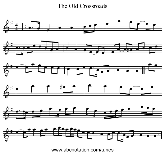 The Old Crossroads - staff notation
