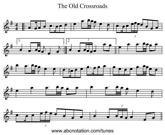 The Old Crossroads - staff notation