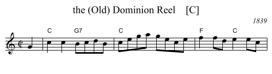 the (Old) Dominion Reel    [C] - staff notation