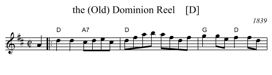 the (Old) Dominion Reel    [D] - staff notation