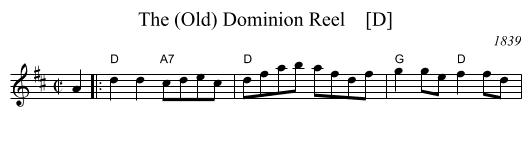 The (Old) Dominion Reel    [D] - staff notation