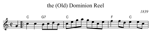 the (Old) Dominion Reel - staff notation
