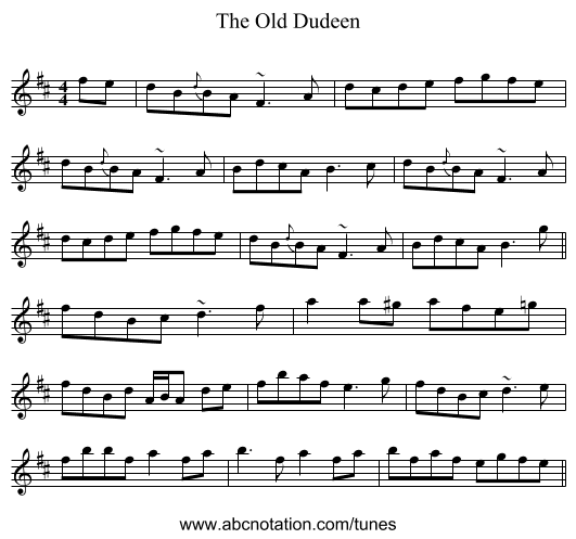 The Old Dudeen - staff notation