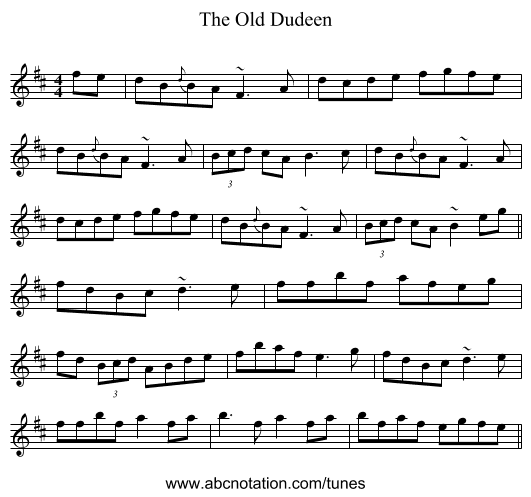 The Old Dudeen - staff notation