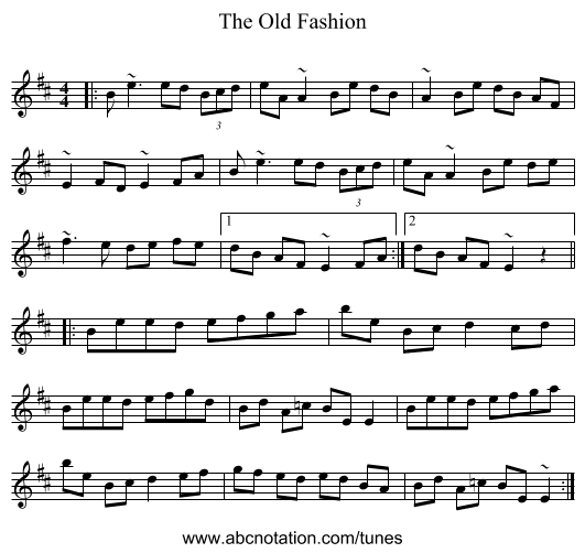 The Old Fashion - staff notation
