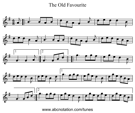 The Old Favourite - staff notation