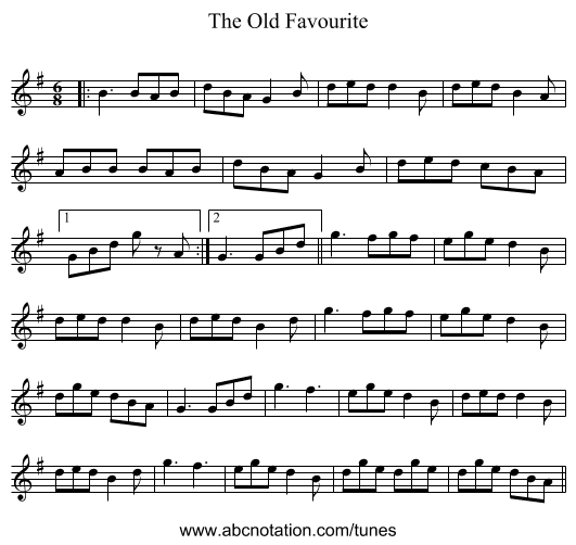 The Old Favourite - staff notation